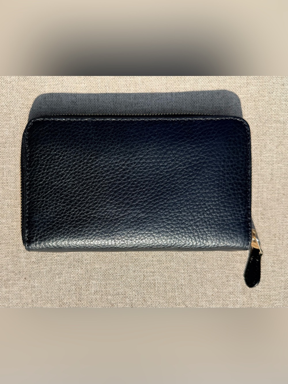 Coach Black Pebbled Leather Double Zip Wallet Gold Hardware - Picture 2 of 7